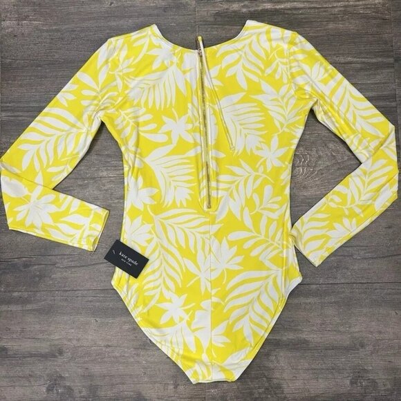 Kate Spade New York Yellow & White Leaf Print Top, Size Small, New With Tag - Picture 2 of 4